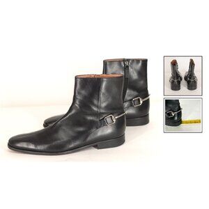 GUCCI Tom Ford Black Leather Zip Up Horse bit Chelsea Ankle Boots US12.5D IT11.5